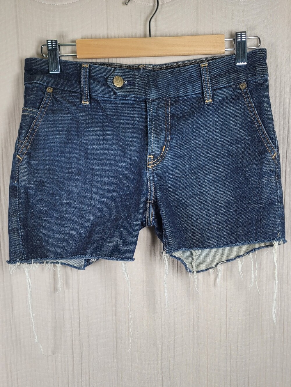 Citizens Of Humanity Dark Blue Raw Hem Denim Cutoff Shorts
